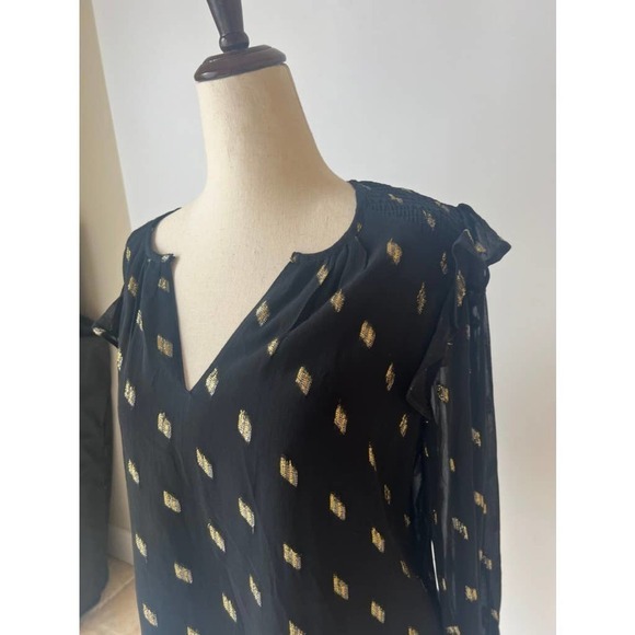 Whistles Metallic Dobby Top in Black and Gold - Picture 6 of 16